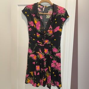 Free People dress black and pink Aline size small